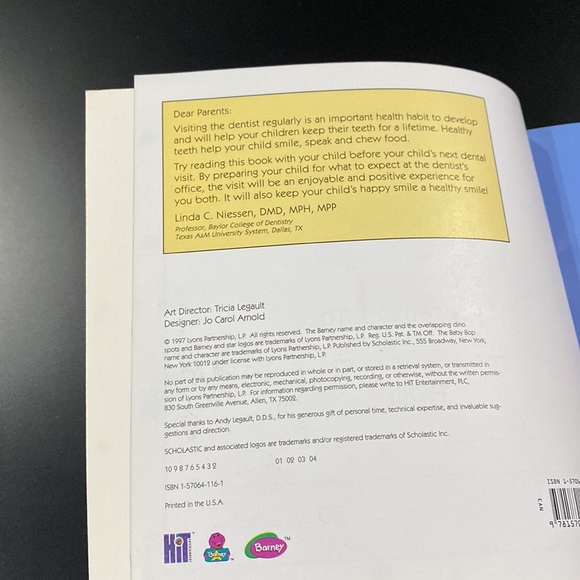 Barney Goes to the Dentist by Linda Cress Dowdy - Softcover Children’s Book - Picture 4 of 5